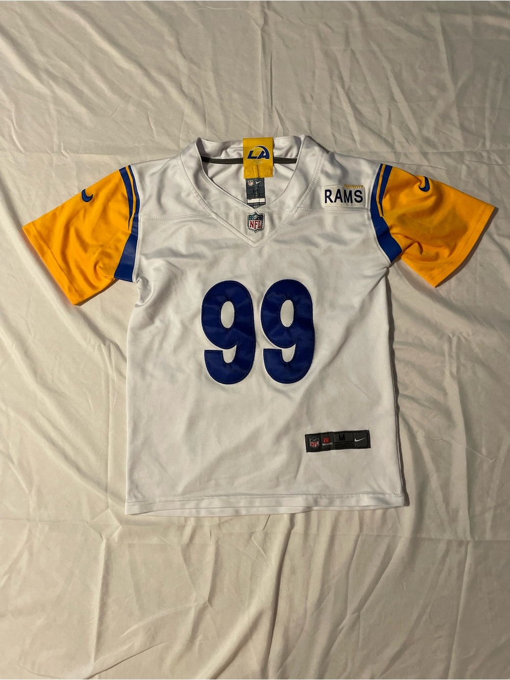 NFL Los Angeles Rams White Yellow & Blue Kids Jersey #99